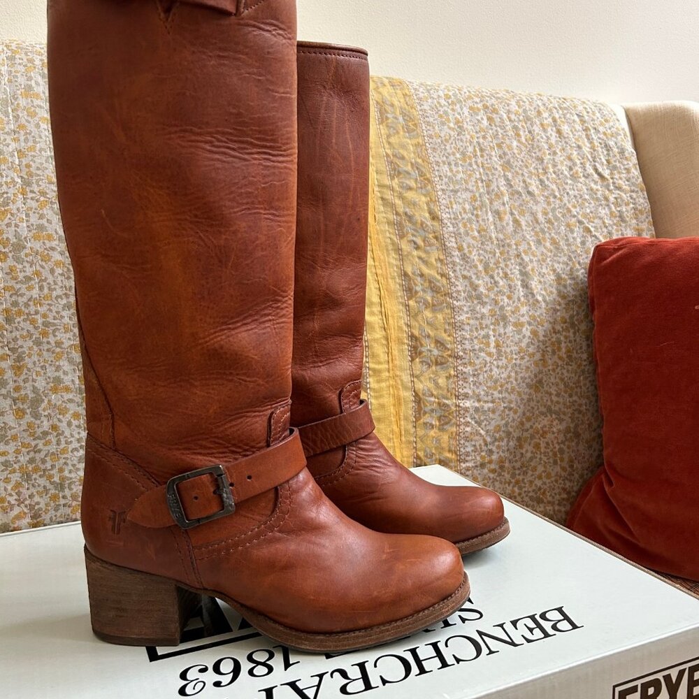 Frye Vera Slouch tall boots size 7.5B in Cognac